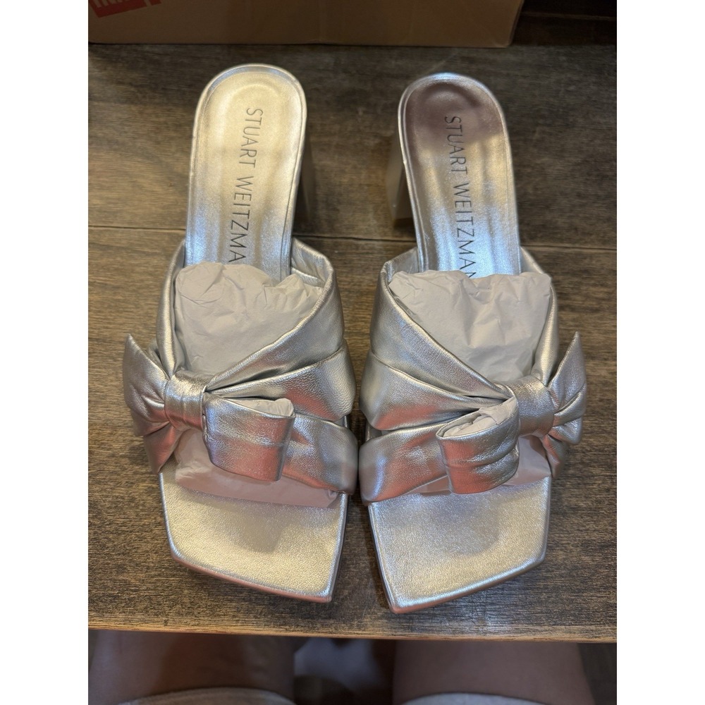 Stuart Weitzman Silver Bow Sandals - image 2